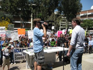 David Jentsch at the UCLA Pro-Test rally