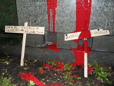 The ALF desecrated the graves of Daniel Vasella's family, leaving a chilling warning