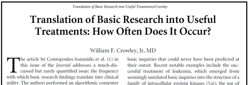 Crowley - Translation of Basic Research into Useful Treatments How Often Does It Occur