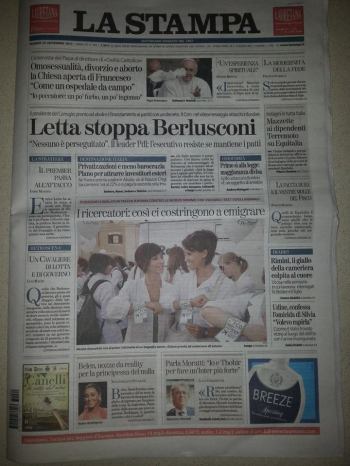 Front Page La Stampa Pro-Test Italia