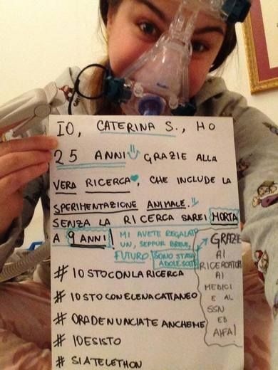 Translation: ""I am 25 thanks to genuine research that includes experiments on animals. Without research, I would have been dead at nine""