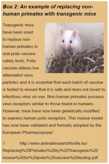 Replacing primates with transgenic mice