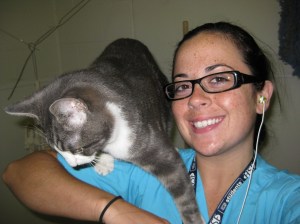 Animal Technician with a Cat