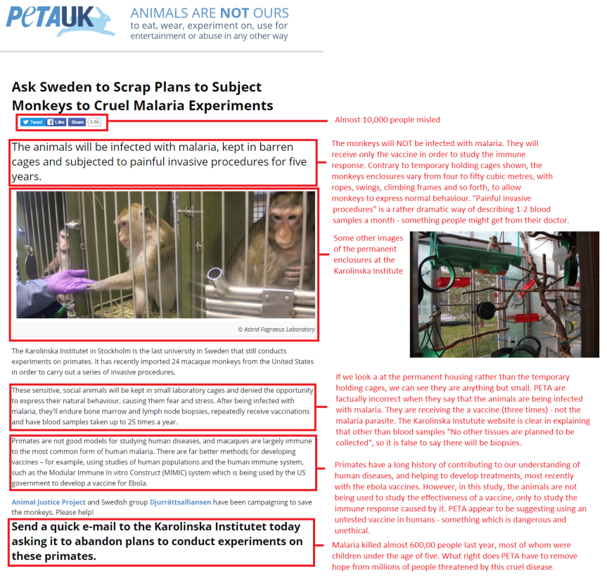 PETA getting it wrong about the Karolinska. Click to Enlarge