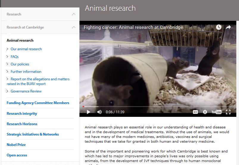 Cambridge University animal research