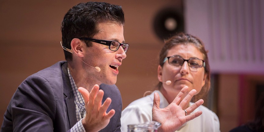 James Bourne at the IQ2 debate. Image from www.ethics.org.au